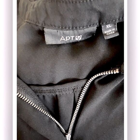 APT 9 l Sleeveless Blouse, Top l Black l Sheer l Zip front l V-neck l EUC - Picture 2 of 5